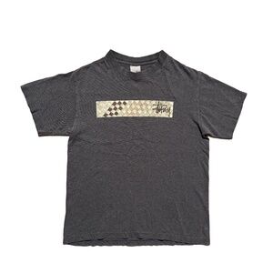 Vintage Stussy 2000 Wicker Basket Made In USA Graphic T-Shirt Gray Small